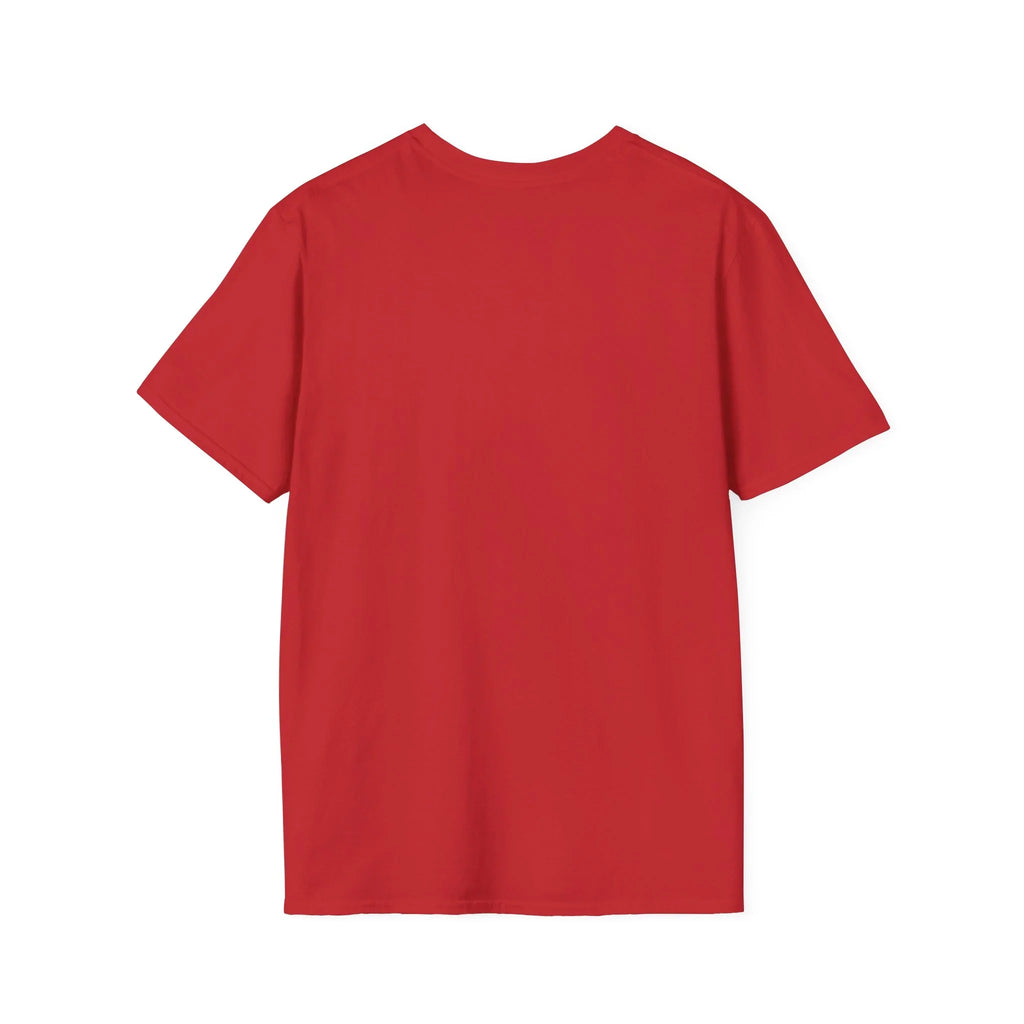 Plain red short sleeve t-shirt back view on white background