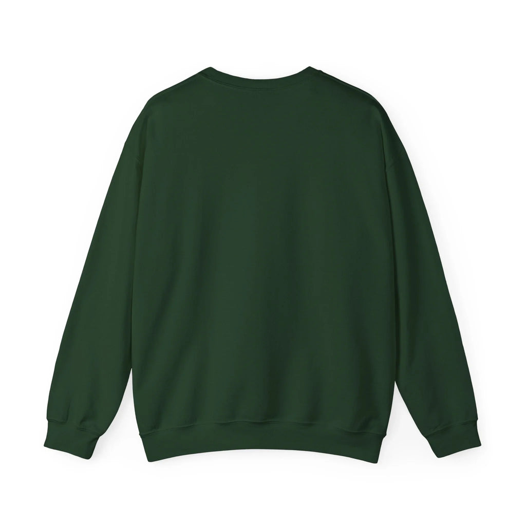 Plain dark green crewneck sweatshirt back view on white background