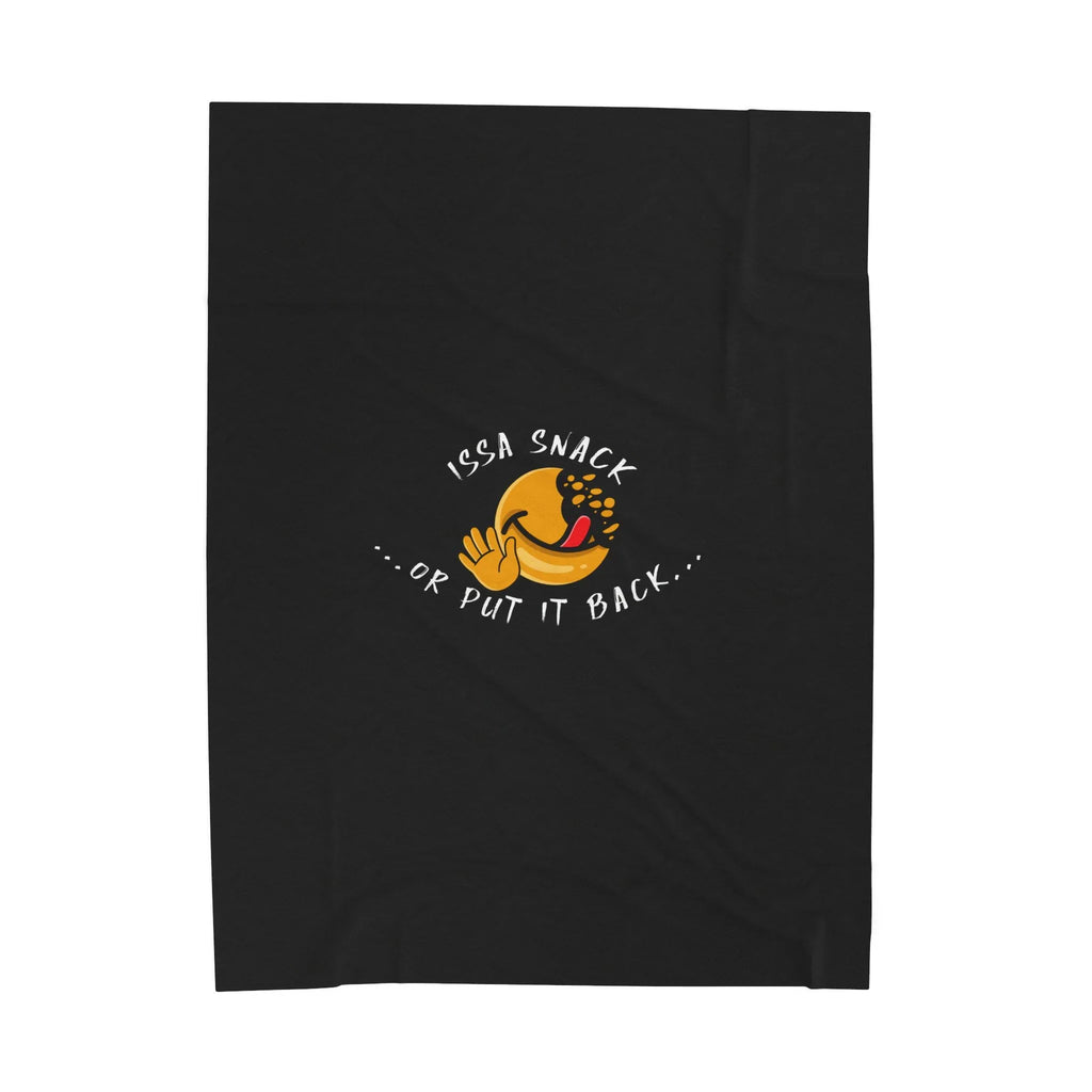 Black towel with smiling snack emoji and 'Issa Snack Or Put It Back' text in white.