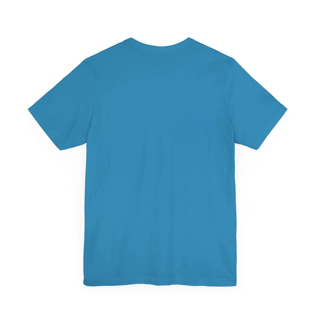 Plain blue short sleeve t-shirt back view on white background