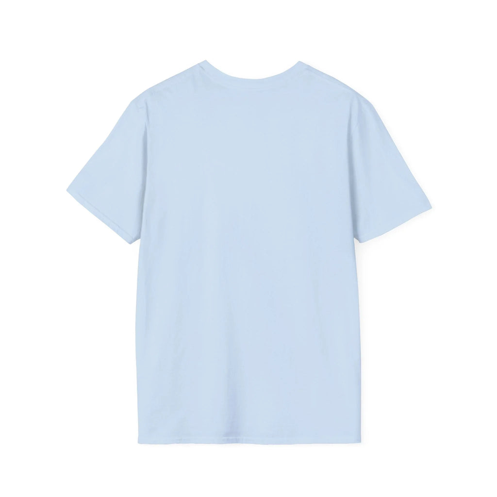 Light blue short sleeve t-shirt plain back on white background