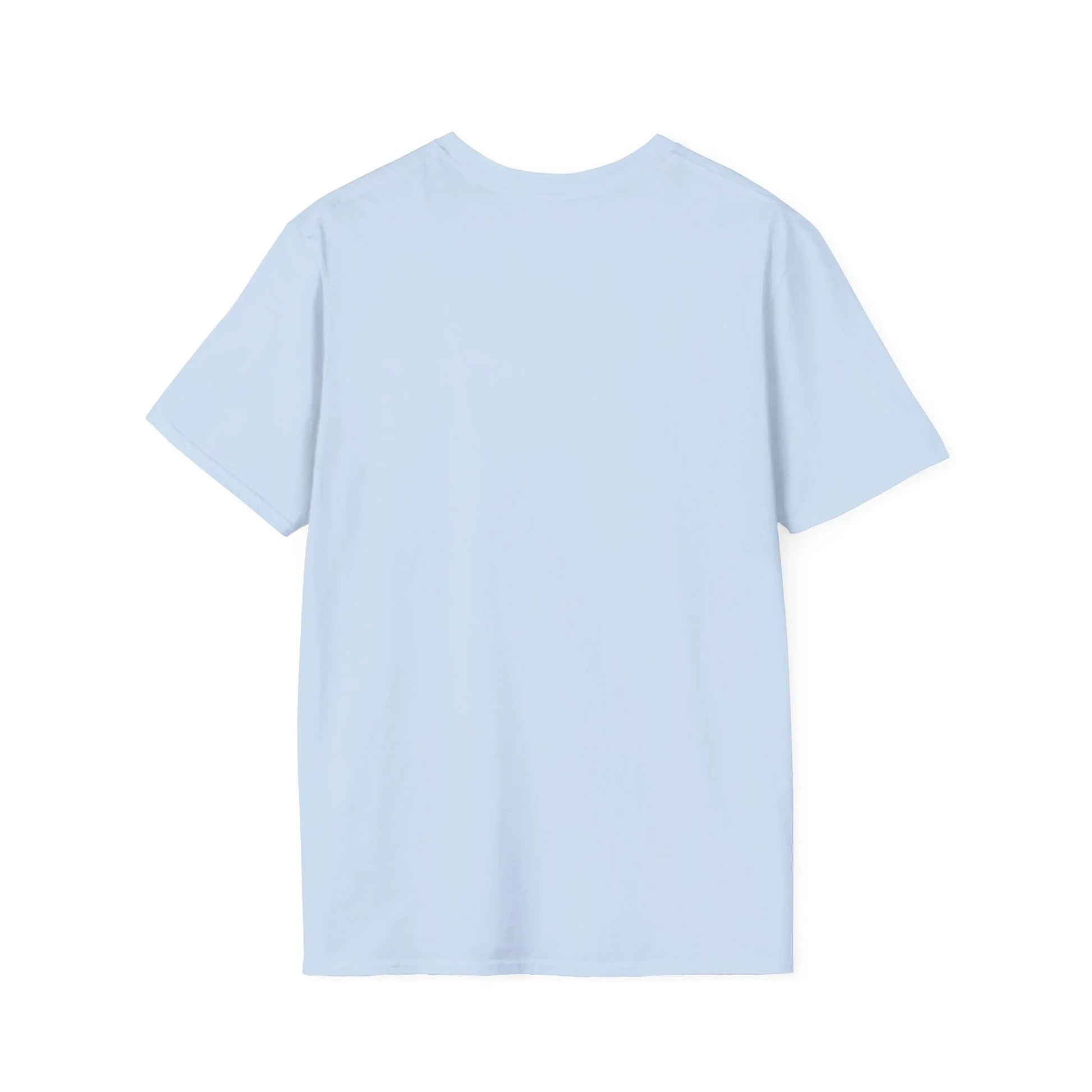 Light blue short sleeve t-shirt plain back on white background