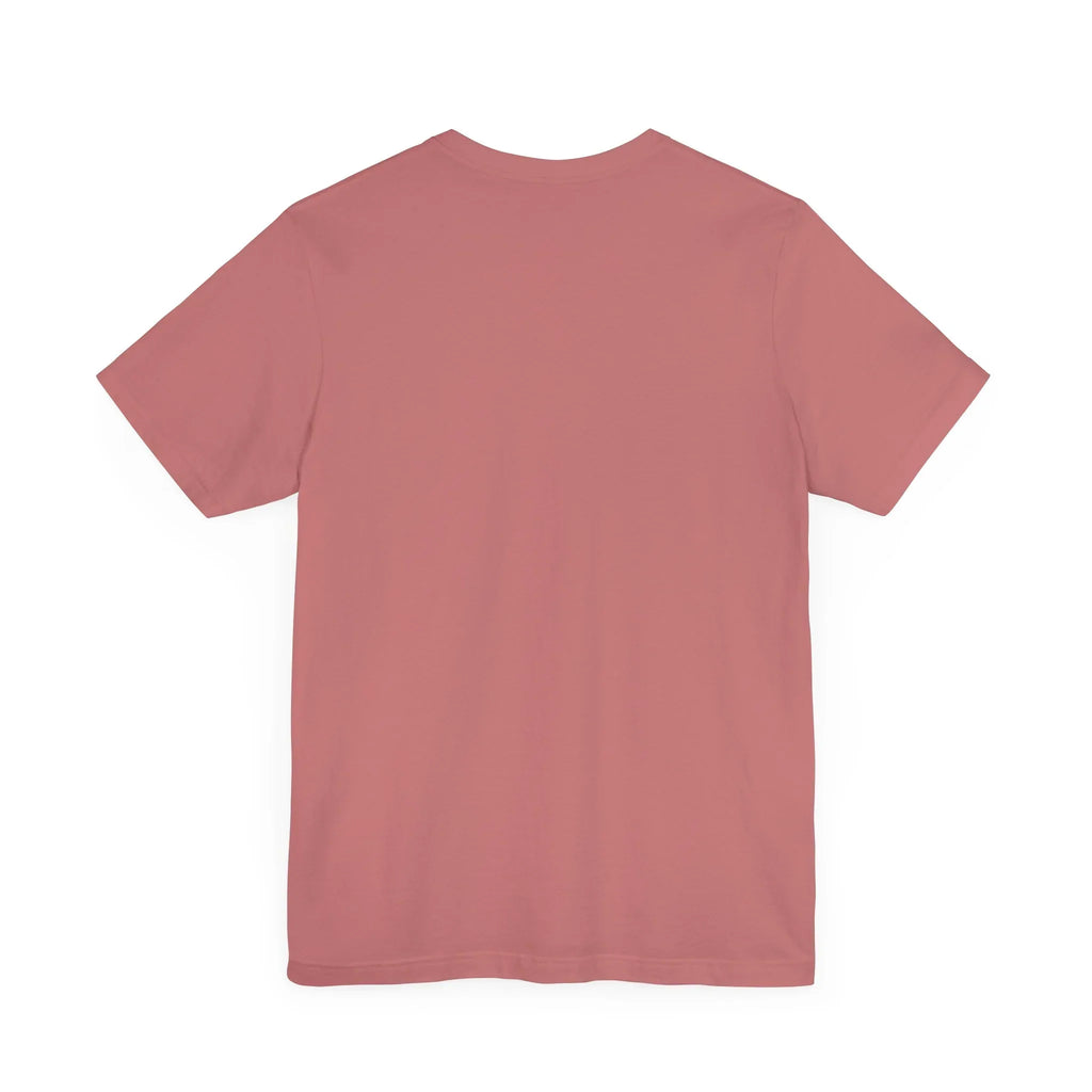 Plain dusty rose short sleeve t-shirt, back view, on white background