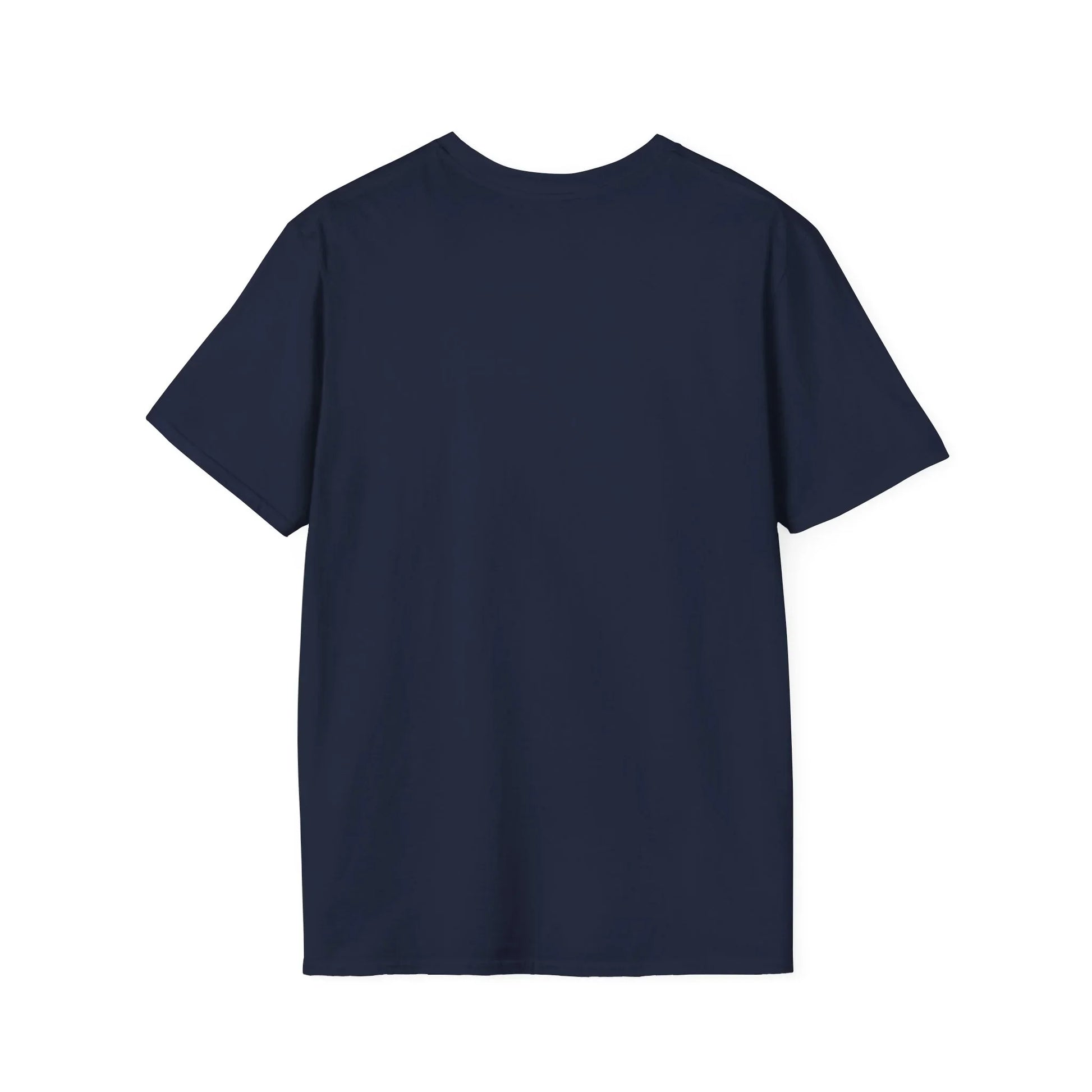 plain navy blue t-shirt back view on white background