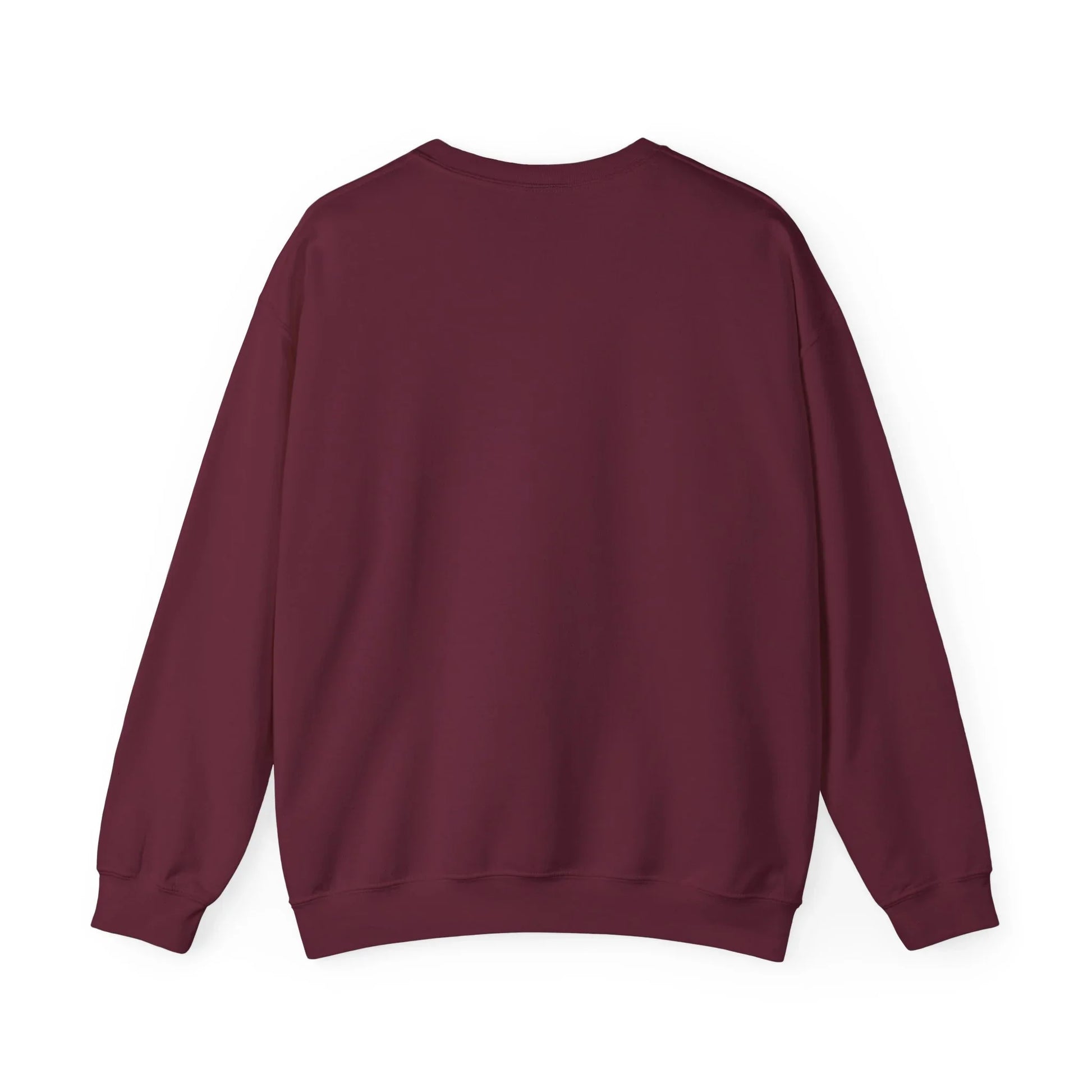 plain maroon crewneck sweatshirt back view on white background