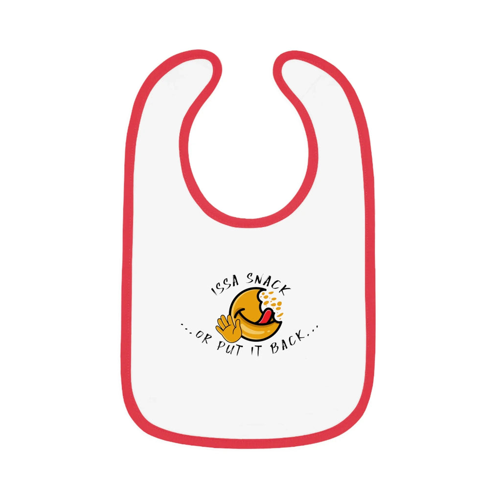 Baby Bib – Soft Cotton with Contrast Trim & Velcro Bibs - Issa Snack Or Put It Back 