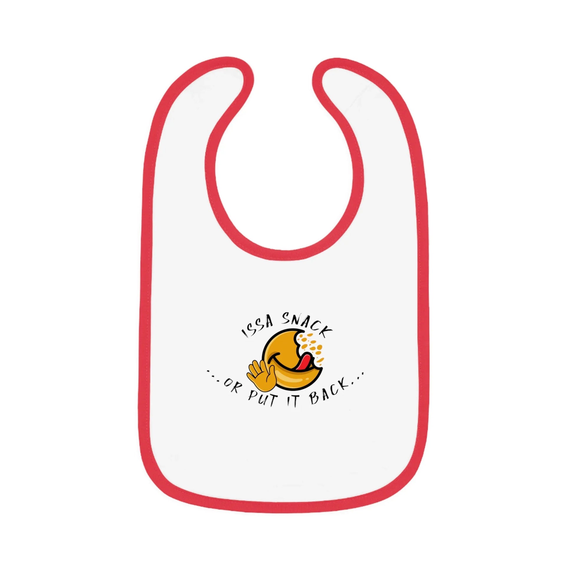 Baby Bib – Soft Cotton with Contrast Trim & Velcro Bibs - Issa Snack Or Put It Back 