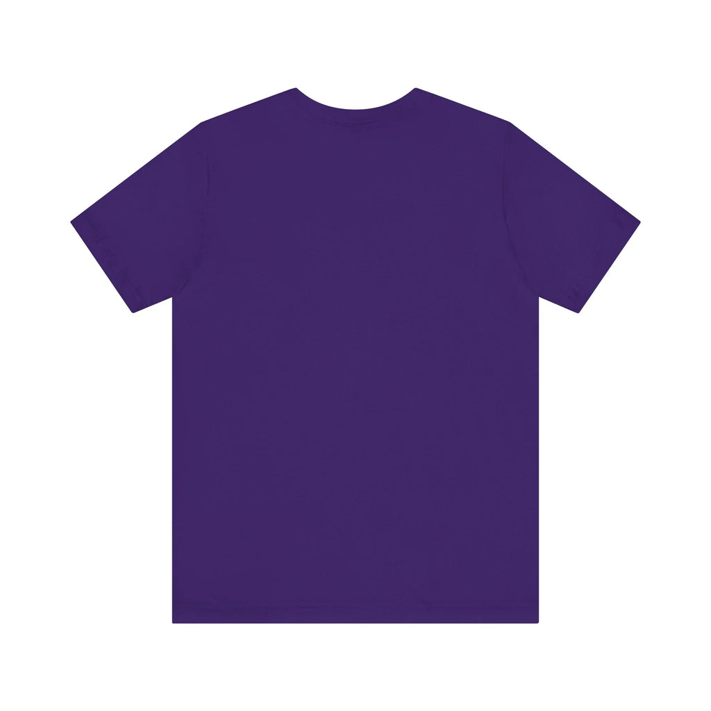 Plain purple short sleeve t-shirt back view on white background