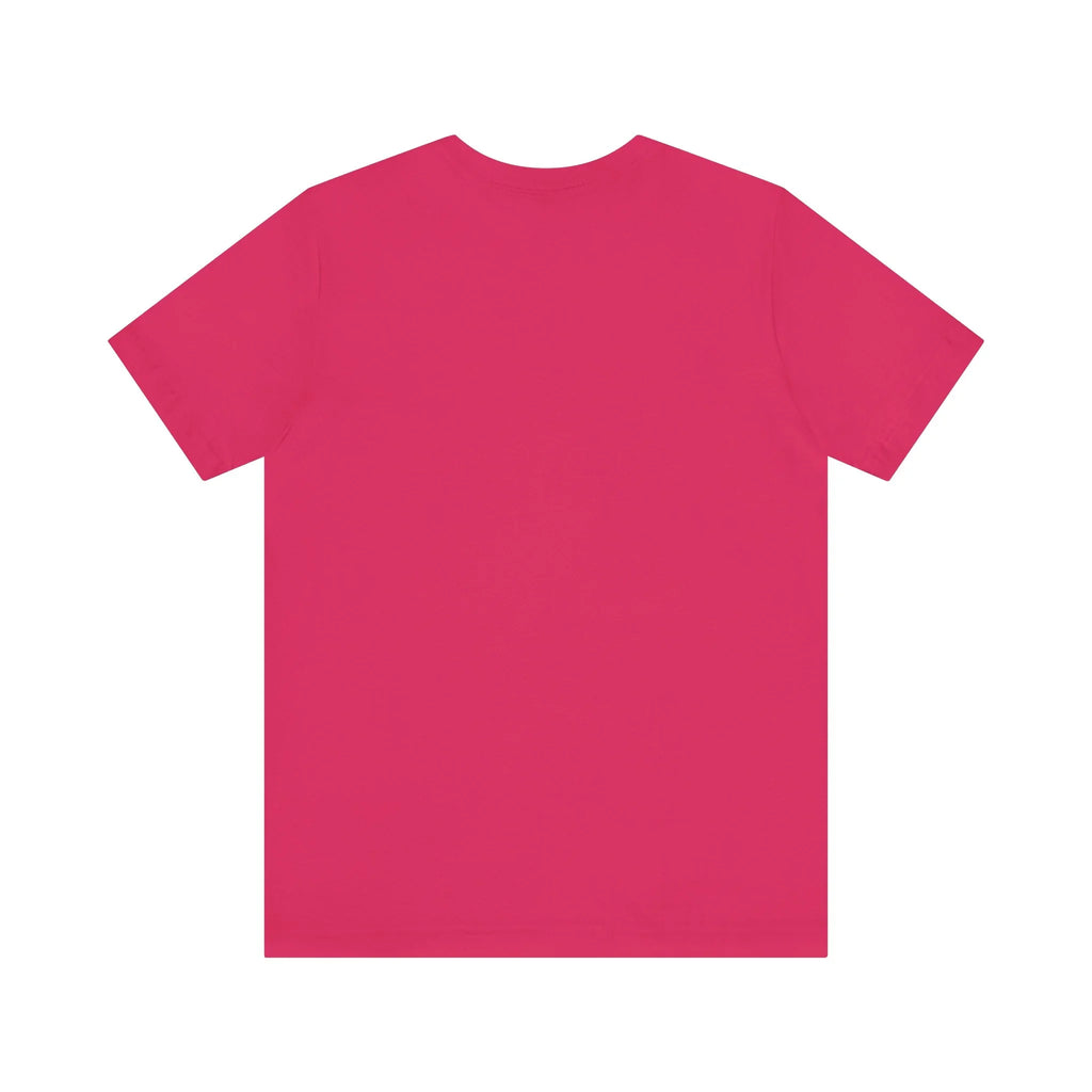 Bright pink short sleeve t-shirt, plain back, isolated on white background