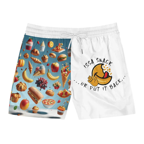 Men's Mid-Length Swim Shorts – All-Over Print (AOP) for Snack Lovers