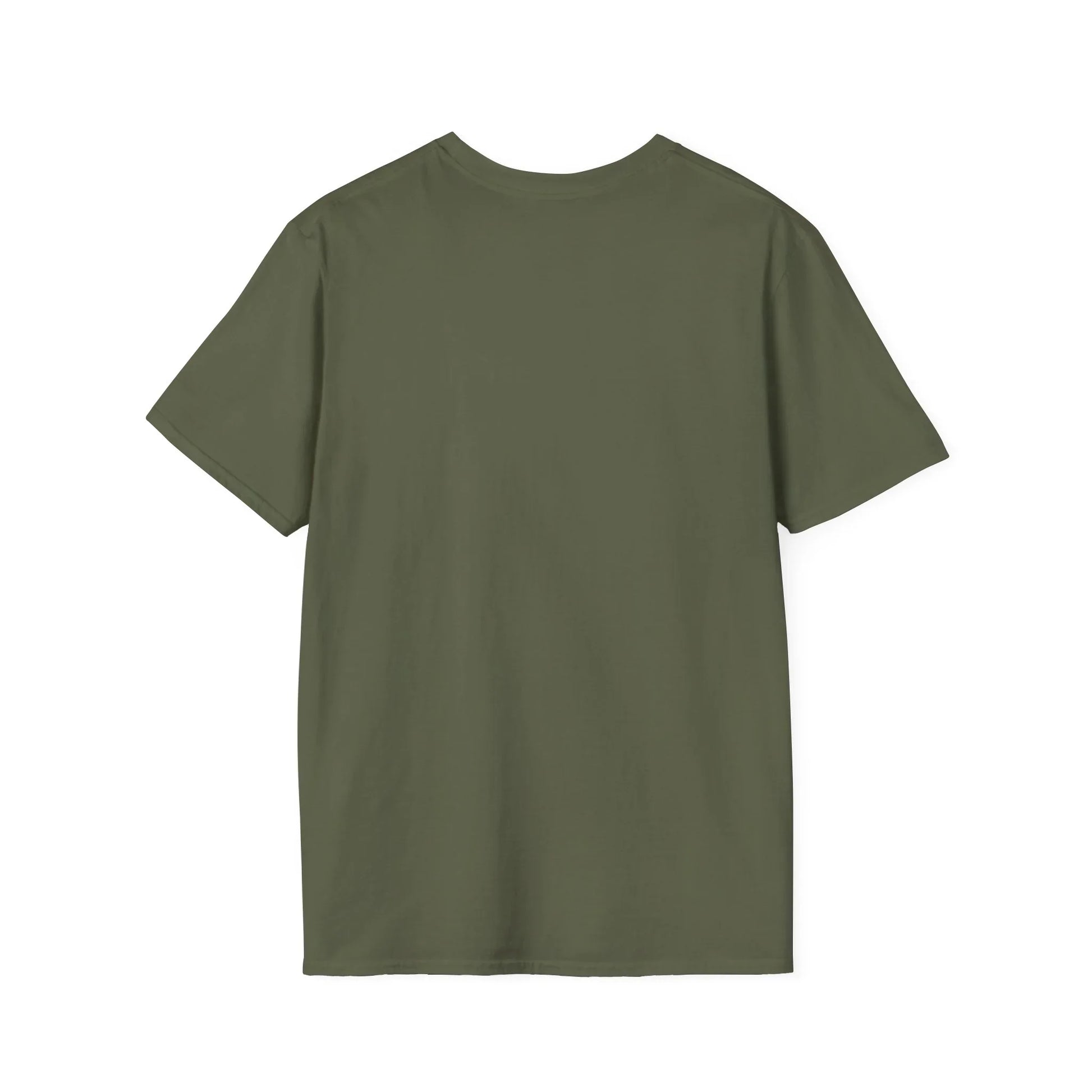 Olive green short sleeve t-shirt plain back on white background