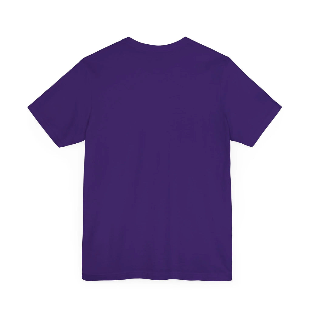 Plain purple short sleeve t-shirt back view on white background