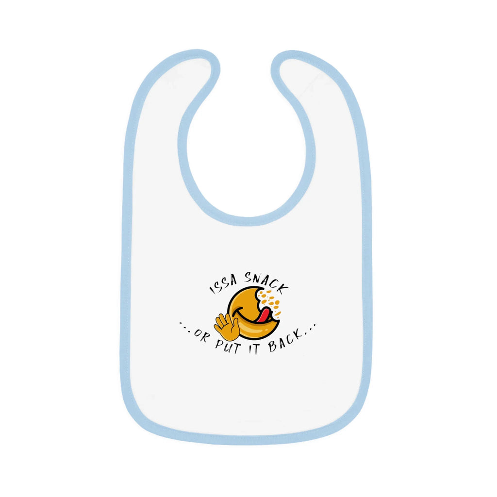 Baby Bib – Soft Cotton with Contrast Trim & Velcro Bibs - Issa Snack Or Put It Back 