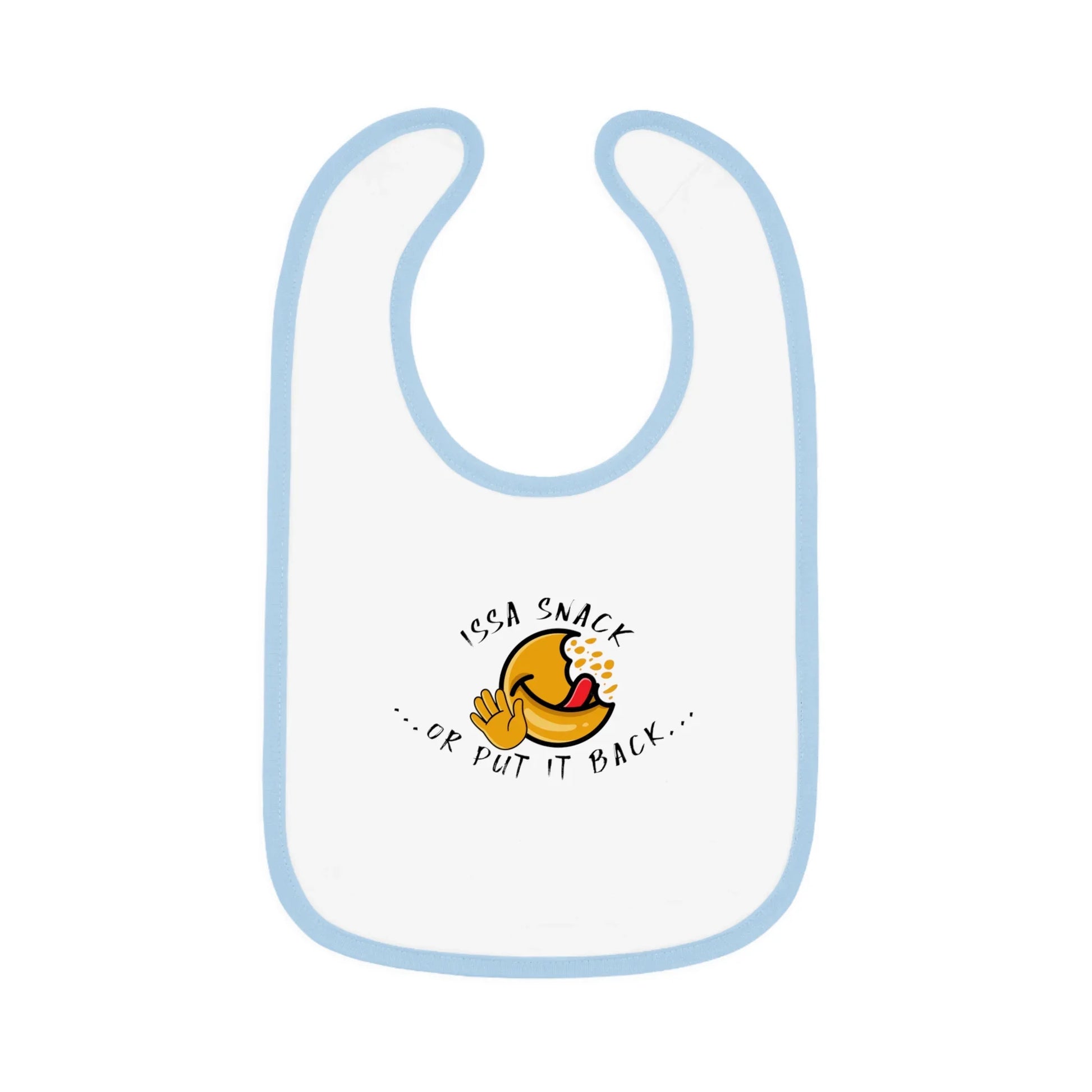 Baby Bib – Soft Cotton with Contrast Trim & Velcro Bibs - Issa Snack Or Put It Back 
