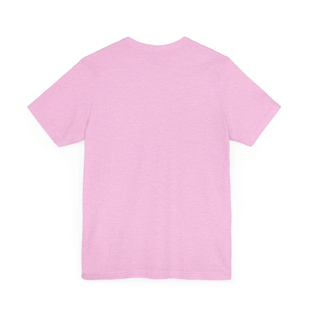 Back view of a plain light pink short sleeve t-shirt on white background