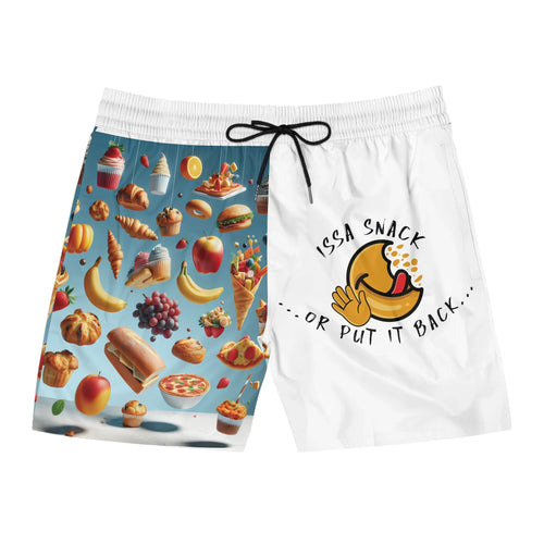 Men's Mid-Length Swim Shorts – All-Over Print (AOP) for Snack Lovers