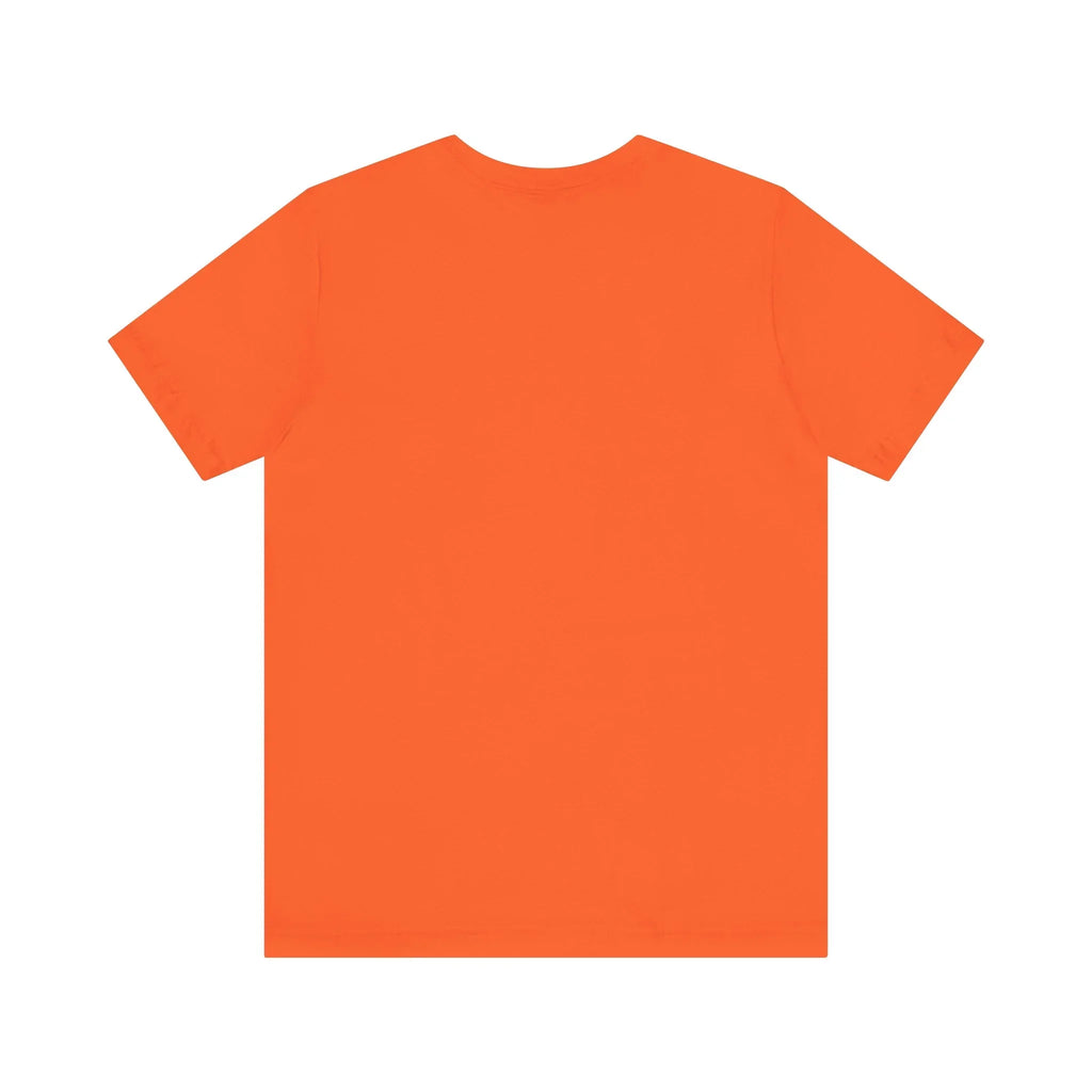 Plain orange short sleeve t-shirt displayed flat on white background