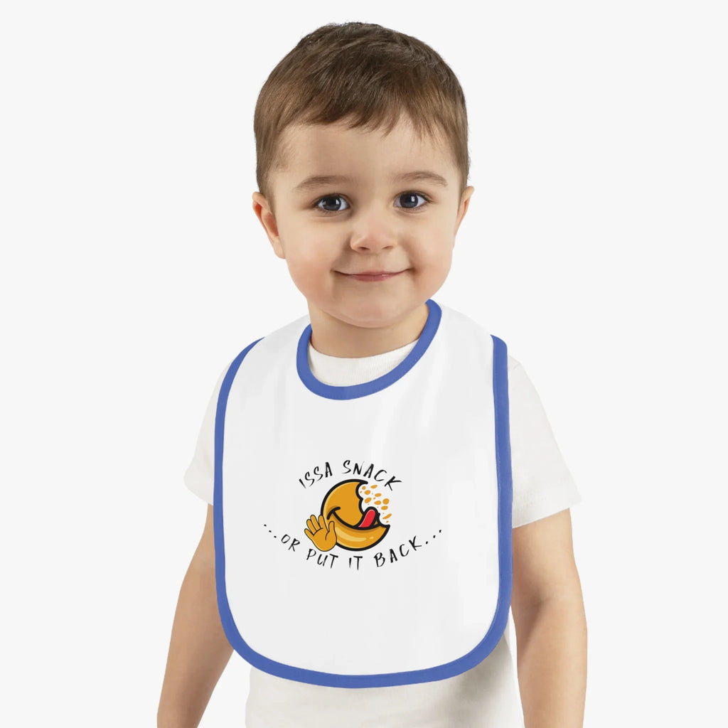 Baby Bib – Soft Cotton with Contrast Trim & Velcro Bibs - Issa Snack Or Put It Back 