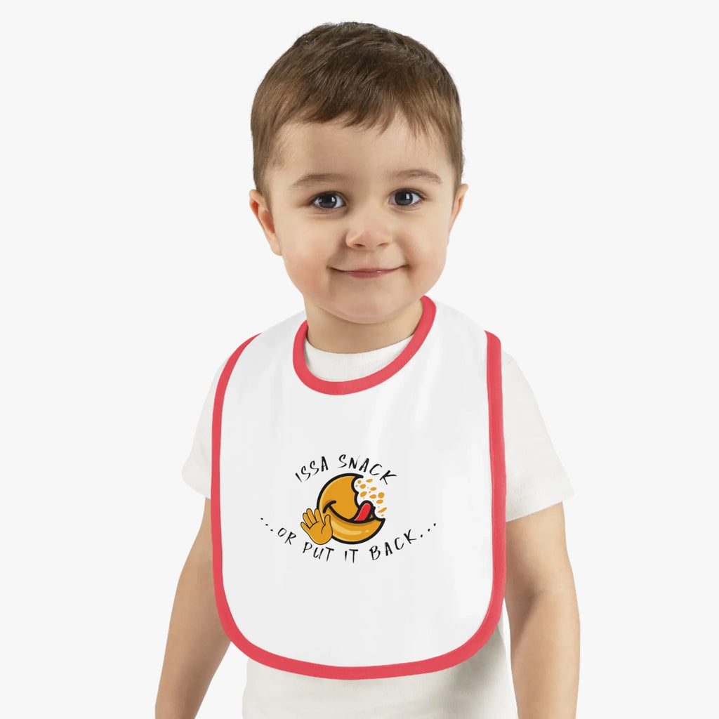 Baby Bib – Soft Cotton with Contrast Trim & Velcro Bibs - Issa Snack Or Put It Back 