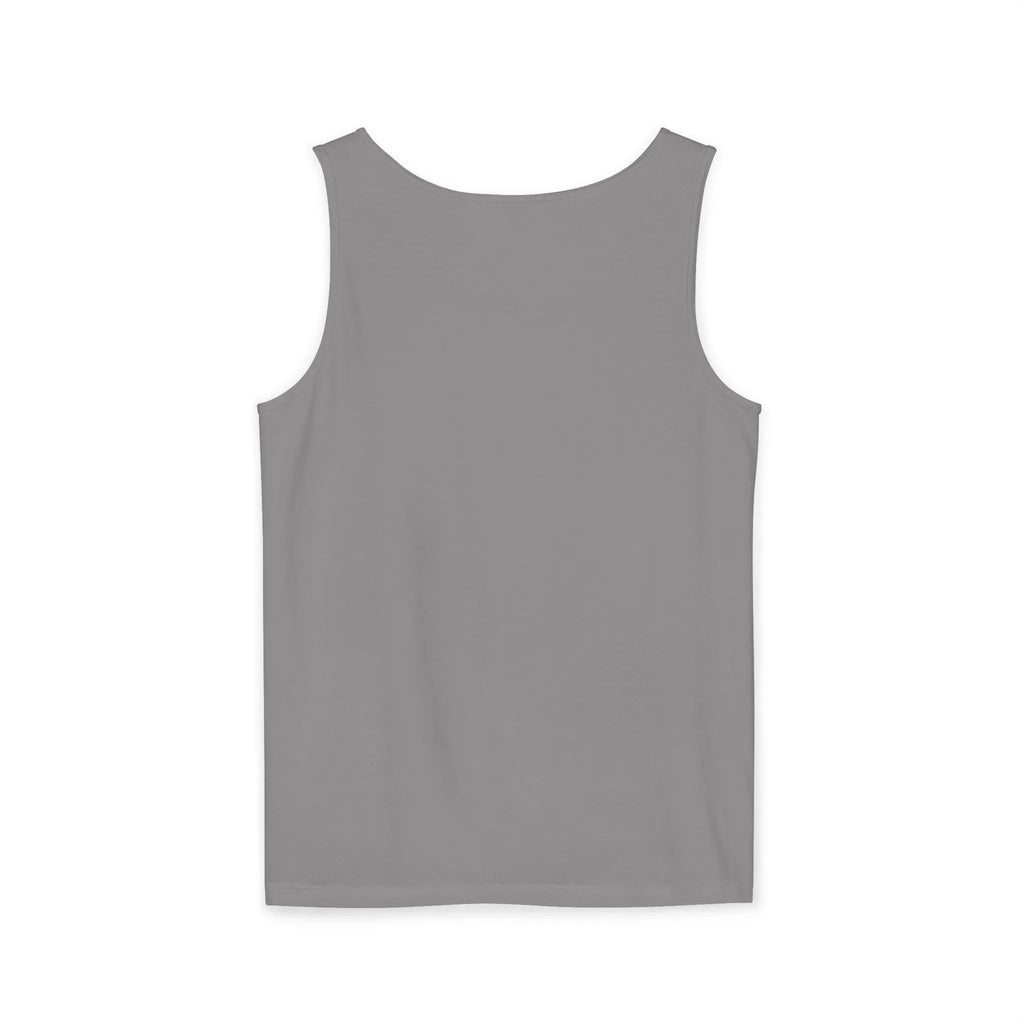Plain grey sleeveless tank top back view on white background