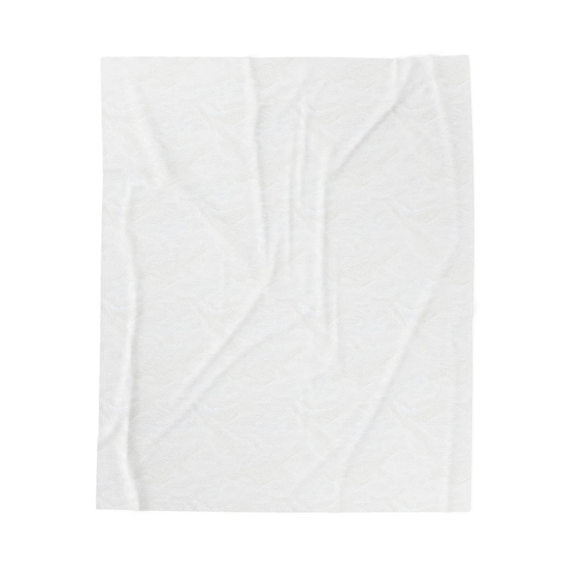 White textured fabric with subtle pattern and visible creases, flatlay background