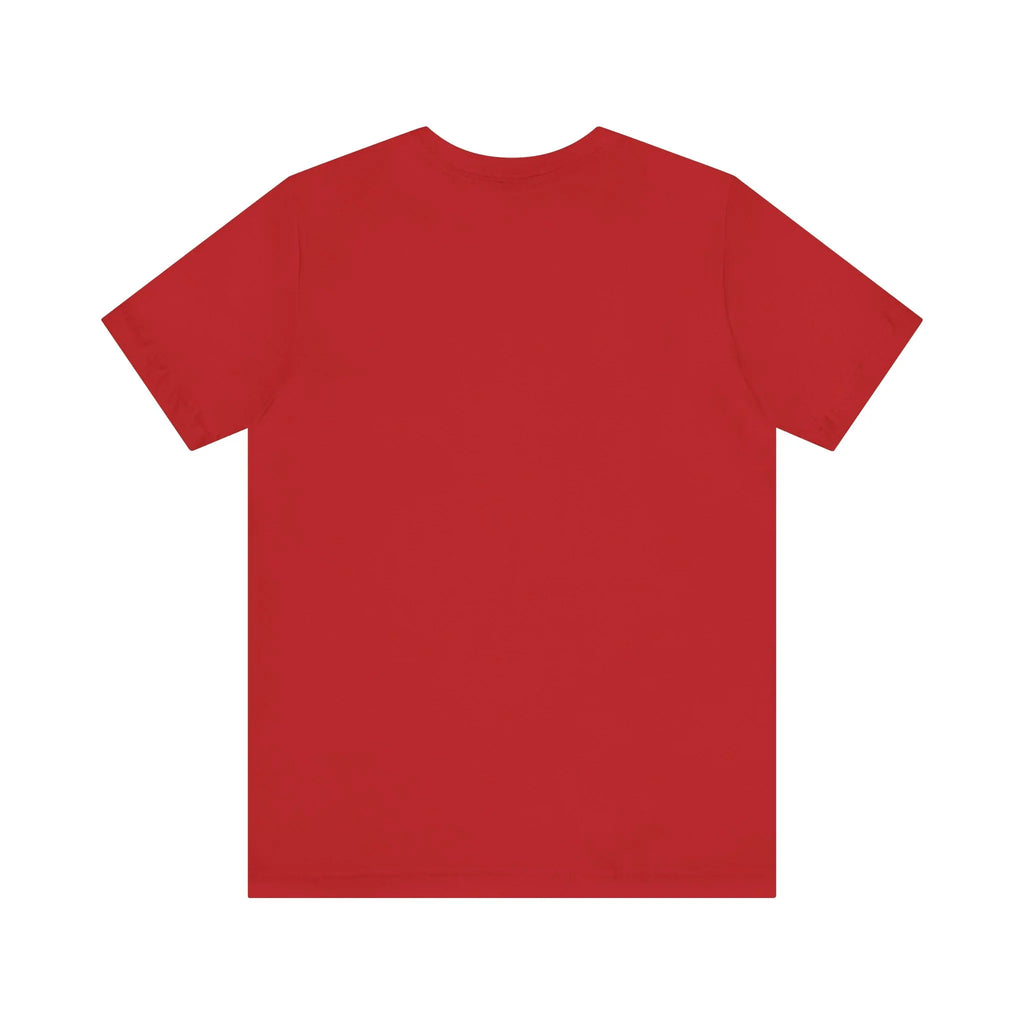 plain red short sleeve t-shirt back view on white background
