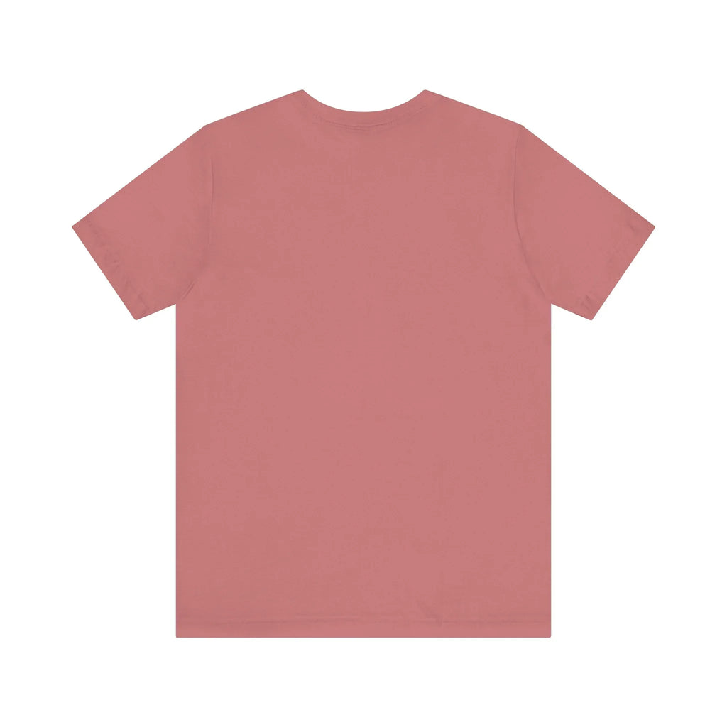 Plain dusty rose pink t-shirt, back view, short sleeves, on white background